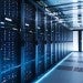 Stock image of a data center server room.